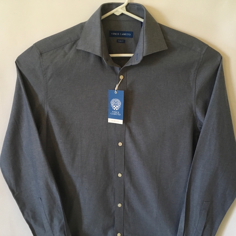 NWT Vince‎ Camuto Chambray Slim Fit Button Down